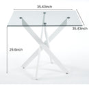 Dining Table With Cross Metal Leg And Tempered Glass, Modern Space Saving Kitchen Table For Living Room Legs, Square Table by HouseOfZazla