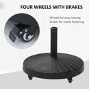 50 lbs. Umbrella Base, 20.5", Round Heavy Duty Umbrella Stand with Wheels for 1.5" or 2" Umbrella Poles, Patio Market Stand for Outdoor, Lawn, Deck, Poolside, Black