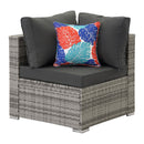 7 Piece Outdoor PE Wicker Furniture Set, Patio Black Rattan Sectional Sofa Couch with Washable Cushions