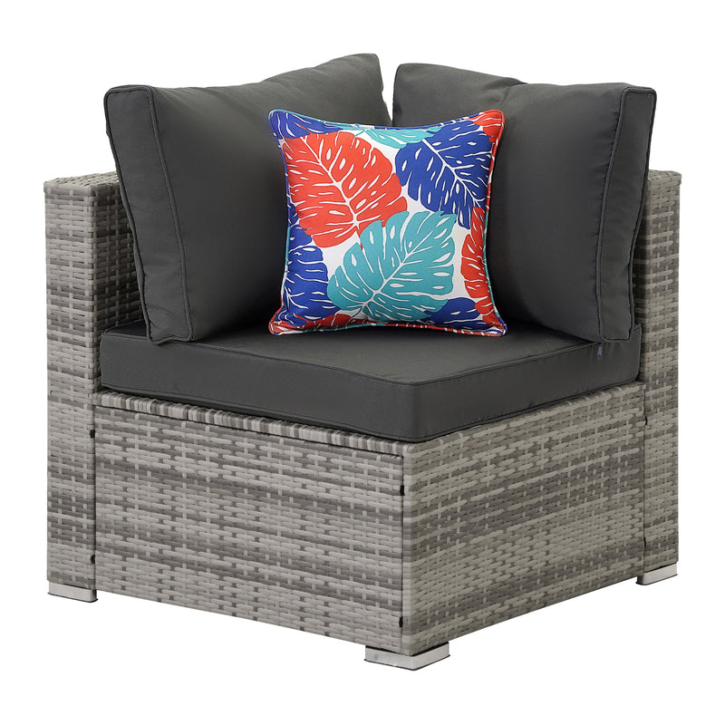 7 Piece Outdoor PE Wicker Furniture Set, Patio Black Rattan Sectional Sofa Couch with Washable Cushions