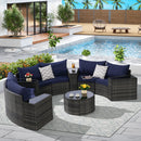 Outdoor Patio Furniture 11-Piece Half-Moon Sectional Round Patio Furniture Set by HouseOfZazla