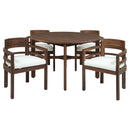 5 Piece Round Patio Table & Cushioned Armrest Chairs, Outdoor Dining Set With Umbrella Hole