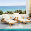 Outdoor Recliner Side Table Set with Acacia Wood and Adjustable Chaise Lounge by HouseOfZazla
