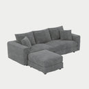 Deep Seat Convertible Sofa With Soft Pillows And Ottomans by HouseOfZazla
