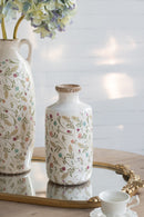 D5.3x10.6' Ceramic Cylinder Vase with Multi-Colored Floral Motifs by HouseOfZazla