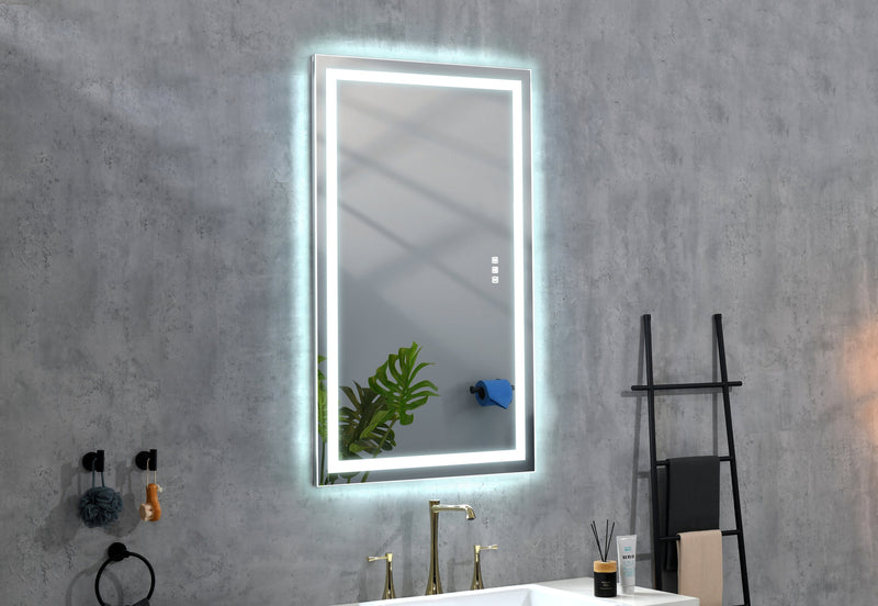 36x24 LED Lighted Bathroom Wall Mounted Mirror with High Lumen+Anti-Fog Separately Control+Dimmer Function