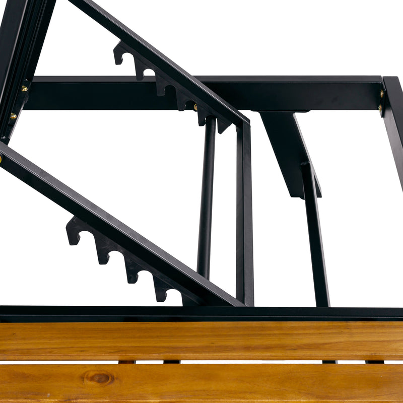 Black Iron + Teak Finish Wood Chaise Lounge Frame, photo 9 of 10