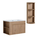 Modern Wall Mounted Bathroom Vanity With Sink And Storage Rack Soft Close Doors Plywood - Imitative Oak by HouseOfZazla