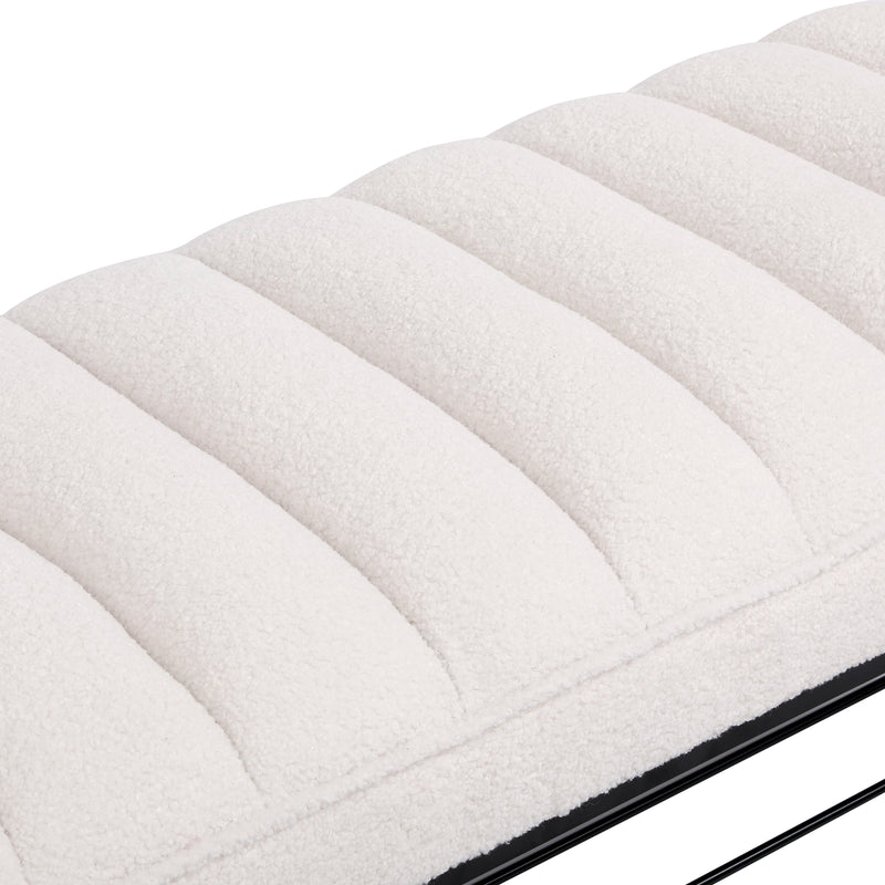 Walker Edison | Shoe Rack Bench with White Sherpa Cushion