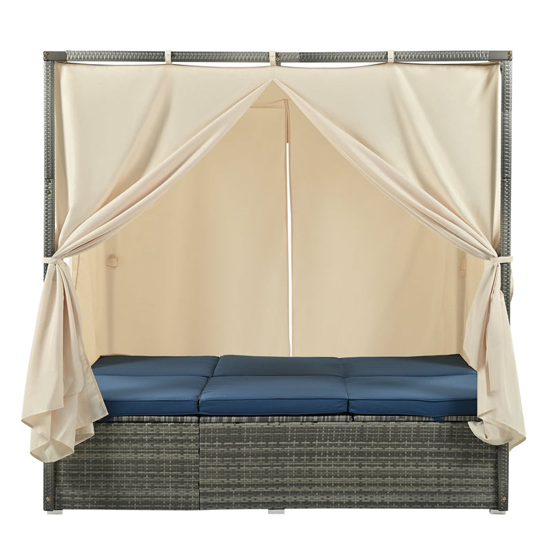 Adjustable Sun Bed With Curtain,High Comfort,With 3 Colors