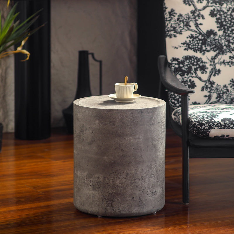 Modern Faux Concrete Round Corner Accent Table, photo 2 of 9