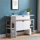 Modernize Kitchen Buffet Organizing Cabinet With 4 Shelves - White / Dark Taupe by Unique Piece Furniture