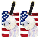 USA American Flag with Westie Luggage Tag