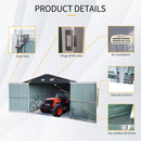 Outdoor Storage Shed Metal Garage Shed For Car, Bike, Lawnmower Backyard Tool House Building 2 Doors And 4 Vents - Black by HouseOfZazla