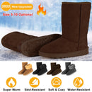 Women Ladies Snow Boots Waterproof Faux Suede Mid-Calf Boots Fur Warm Lining Shoes