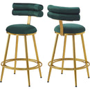 27.65'' Modern Counter Stools Set of 2,Dark green  velvet Counter Stools with iron Frame,Soft back and cushion,Footrest,suitable for Kitchen/Bedroom/Dining Room