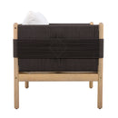 Outdoor Acacia Wood Loveseat with Diamond Rope Weave & Cushions, Light Teak by HouseOfZazla