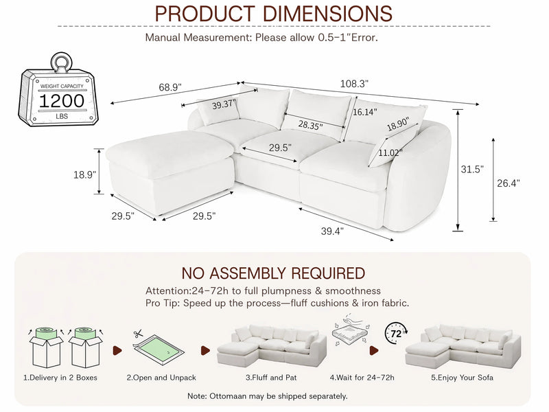Fully Sponge Compressed Sectional Sofa, photo 9 of 9