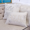 Nneka Let It Snow Ivory Velvet Lumbar Pillow with Insert 14x20