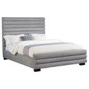 Queen Bed With Textured, And Tufted Headboard - Gray by HouseOfZazla