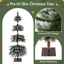 3-Pack Pre-Lit Snow Flocked Pencil Christmas Tree Set