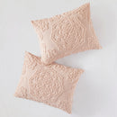 Tufted Cotton Chenille Medallion Fringe Coverlet Mini Set Blush Full/Queen