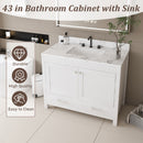 43" Bathroom Vanity With Artificial Marble Carrara Top Set, Multi Functional Bathroom Cabinet With Doors And Drawer - White by Unique Piece Furniture