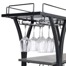 Industrial Bar Cart Kitchen Bar & Serving Cart For Home With Wheels 3 Tier Storage Shelves - Black / Gray by HouseOfZazla