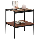 Modern Rectangle End Table (Set of 2) With Tempered Glass Tabletop And Layer - Brown by HouseOfZazla