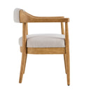 Wood Frame Upholstered Dining Chairs with Armrests (Set of 2) - Beige + Natural by HouseOfZazla