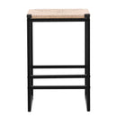 Boho Style Backless Bar Stools (Set of 2) With Paper Rope Woven Seat & Metal Frame For Kitchen Counter by HouseOfZazla
