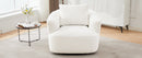 360° Swivel Barrel Sofa Chair with Throw Pillow, Chenille Upholstered Accent Chair, Beige, 38.2'