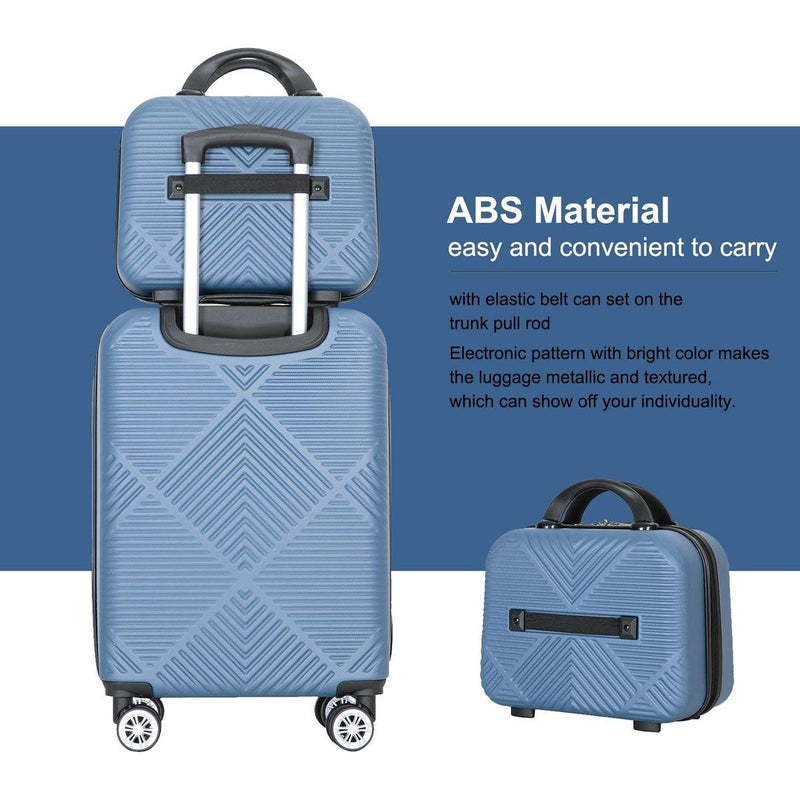 2Piece Luggage Sets ABS Lightweight Suitcase, Spinner Wheels, (20/14) BLUE