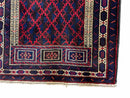 3x5 Vintage Handmade Tribal Wool Rug Balouchi Prayer Rug Afghan Rug Red Blue Wow