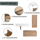 Modern Wall Mounted Bathroom Vanity With Resin Sink And Side Cabinet, Soft Close Drawer, Imitative - Imitative Oak by HouseOfZazla