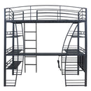 Loft Bed With 4 Layers Of Shelves And L-Shaped Desk, Stylish Metal Frame Bed With A Set Of Sockets, USB Ports And And Wireless Charging by HouseOfZazla