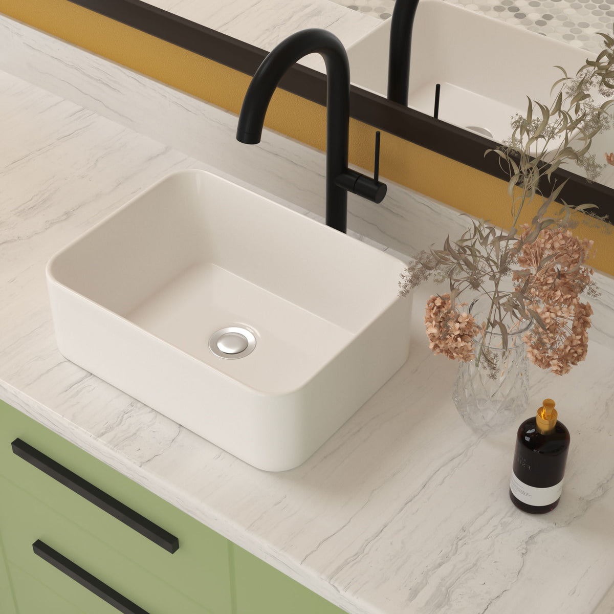 Sleek Ceramic Rectangular Vessel Bathroom Sink, photo 12 of 17