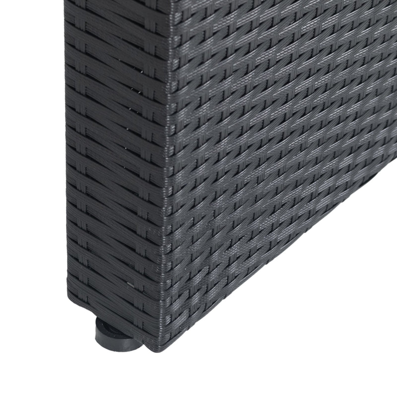 7 Piece Outdoor Patio Wicker Dining Set Patio With Adjustable Backrest Black Wicker + Dark Grey Cushion