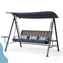 Steel 3 Seater Swing Porch Swing With Canopy - Blue by HouseOfZazla