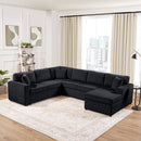 Oversized Sectional U-Shaped Sofa With Chaise Lounge And Three Soft Throw Pillows by Unique Piece Furniture