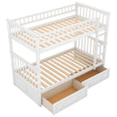 Twin Over Twin Bunk Bed With Drawers, Convertible Beds