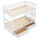 Twin Over Twin Bunk Bed With Drawers, Convertible Beds by Unique Piece Furniture