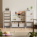 Kids Toy Storage Organizer With 8 Removable Toy Bins, 4 Tier Bookshelf, And 2 Cabinet Storage - Gray / Ivory by HouseOfZazla