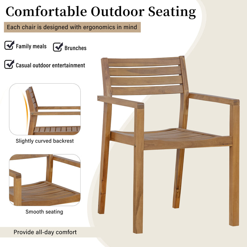 U_STYLE 5-Piece Outdoor Acacia Wood Dining Set, photo 5 of 10