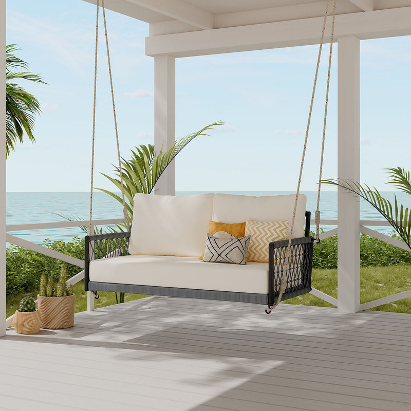 Outdoor Swing Sofa With Soft Cushions For Patio - Beige, photo 7 of 15