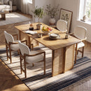 5-Piece Rubber Wood Indoor Dining Set With Rattan & Chairs