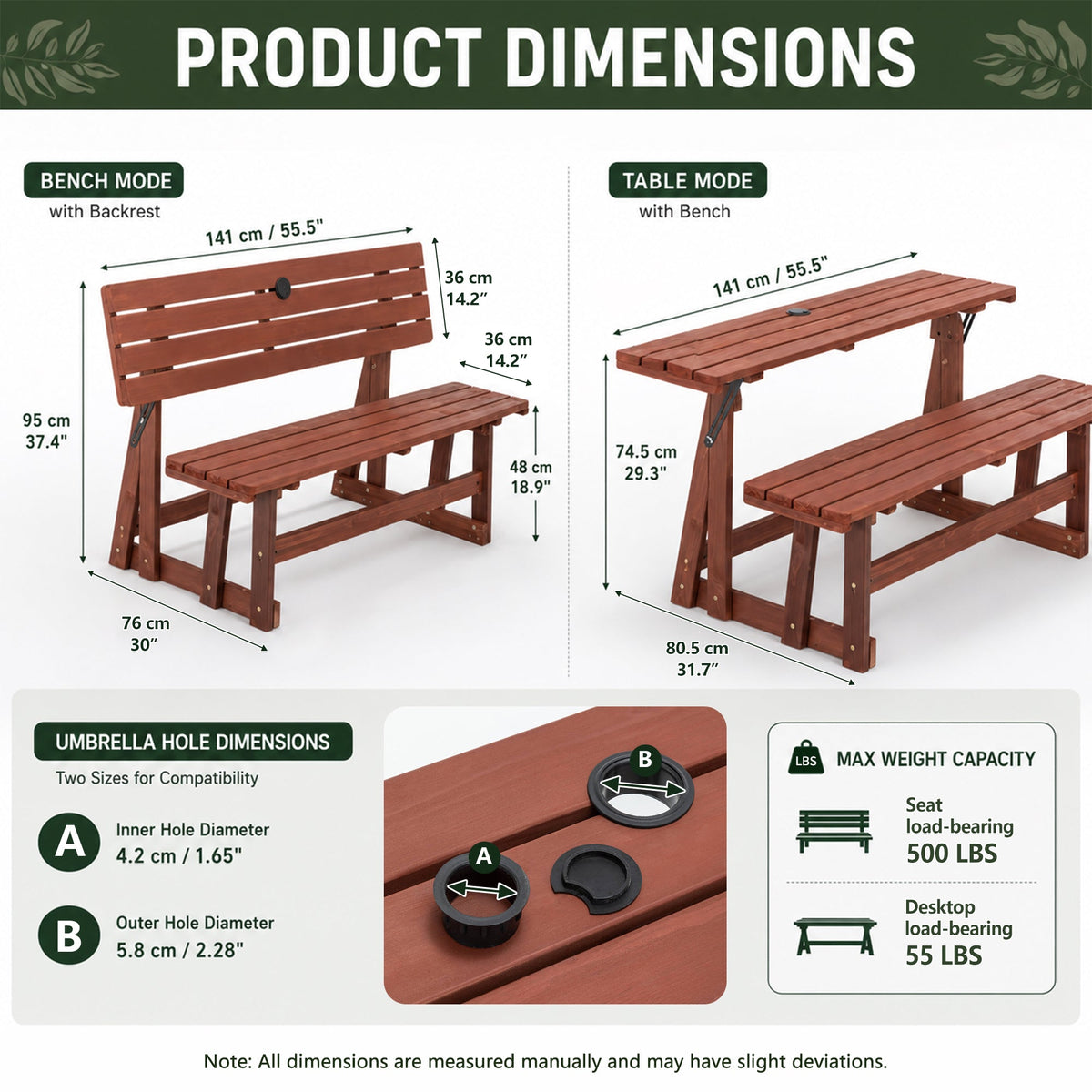 2-in-1 Convertible Bench Picnic Table, photo 2 of 10