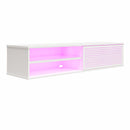 Glitch Floating TV Stand For TVs Up To 60" With RGB Lighting And Sliding Door - White by HouseOfZazla