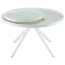 Briggs Round Marble Printed Glass Top Coffee Table White