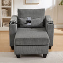 Convertible Chaise Lounge Sofa Chair With USB Ports, Cup Holders, Phone Holder And Storage by Unique Piece Furniture